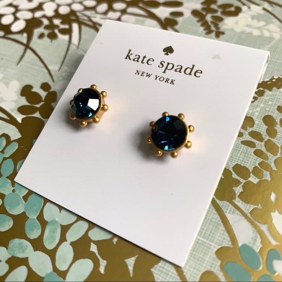 Kate Spade Flying Colors Blue Bezel Stud Earrings - Picture 5 of 6